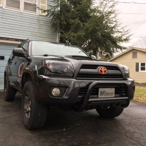 Stock suspension, Ready Lift leveling kit, smoked headlights , gunmetal TRDPro wheels, painted grill and emblems, weathertech liners, AFE drop in filt