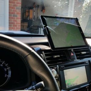 Ram mount installed for iPad Air 2...permanent installation with drilled holes to secure base. Very clean install and was worth it for the stability i