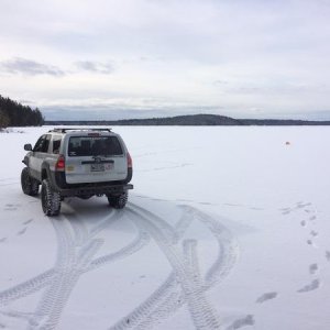 Playing on the lake. Winter 2017.