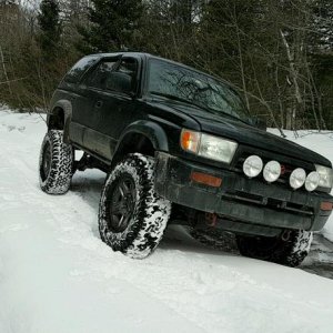 Posing before pulling a Jeep out