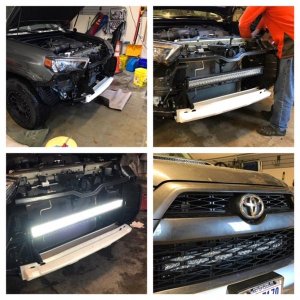 32" light bar installed behind the grill