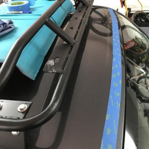 Gobi rack without wind fairing after cutting allen bolt with saw