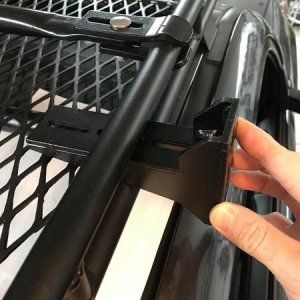 James Baroud mount bracket an Gobi Stealth rack (not mounted) top down angle