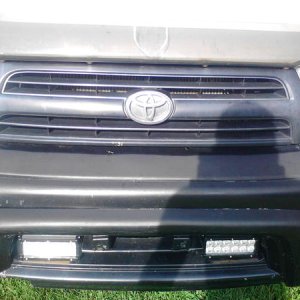 Old factory grill and led pods that are installed on the rear of my roof basket as rear aux lights hooked on led toggle switch