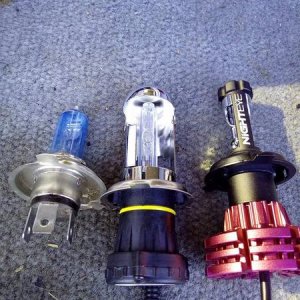 halogen globes on left HId center LED right, the LED"best light upgrade ever shitloads better than the bloody hid and a 1000 times better than the old