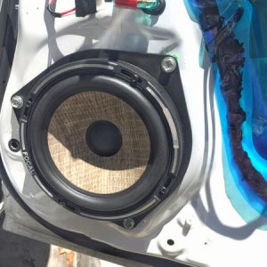 Focal PS 165F in the rear doors. I focused nearly all my effort on the front door install rather than in the rears. I didn't build custom speaker moun
