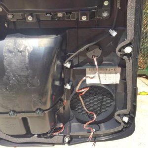 Rear view of where the tweeter is custom mounted.