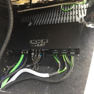 To power the system, I installed an ARC Audio XDi 850.5 Amp. This is a 5 channel amp with a total of 850 Watts. This amp fits perfectly under the driv