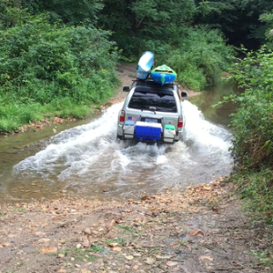 Crossing the creek at New River Campground.