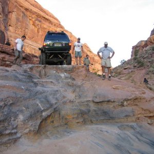 One of many tough sections on Pritchett Canyon near Moab, Utah.