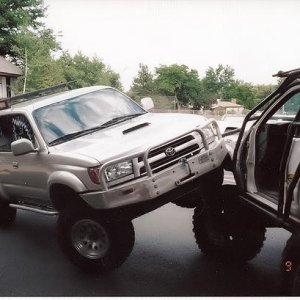 My 4Runner ramped on my friend's Amigo after Cathy's and my wedding. The groomsmen rationalized they had to tip it a bit so my wife could more easily 