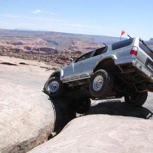 Driving back across the Golden Crack on Moab's Golden Spike trail. Usually you don't go across it in this direction. This is where we turned around af