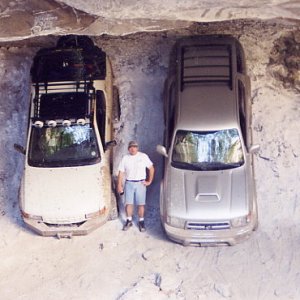 Parked in the partly open cave that's a ways into the trail for 21 Road. This is near Grand Junction, CO. Just a weird picture. This pic was taken way