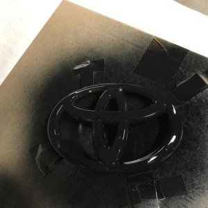 Blacked out the Toyota logo but wanted to go high-gloss black.