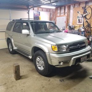 Back on all fours along with new connecting rod bearings! 
My oil pressure was back to where it should be. Wahoo!