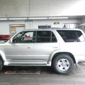 At Big O Tires waiting for my 2007 FJ 17 inch Wheels to be mounted on. Side view.