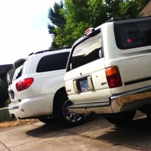 My 94' 4Runner an My Dads 2011 Sequoia <3