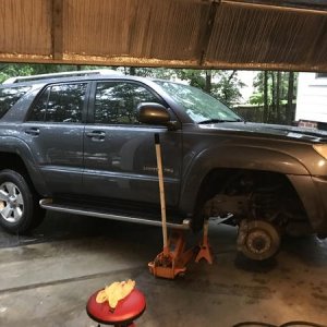 Replacing the front brakes.