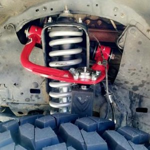 Bilstein 5100's on 2.5 inch toytec lift coils with JBA UCA's