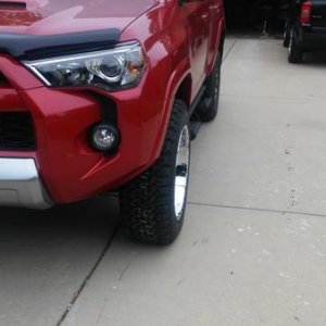 20x10 w/-12 offset from side on LF. 275/60/20 BFG KO tire view from front. Test fit Info to document specs of this size wheel on 5th gen 4R