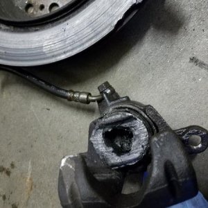 Rear caliper locked