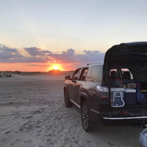 Assateague National Seashore KM 19.5- parked out on the beach at sunset