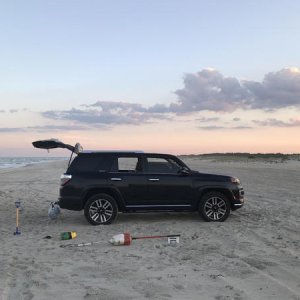 Assateague National Seashore KM 19.5- parked out on the beach for the day with some collected sea drift