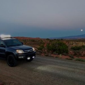 Setting sun in Arches National Park, Utah.