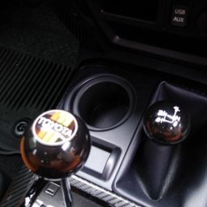 TRD Classic shifter and black transfer case shift knob