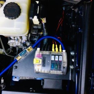 Aux fuse box, Drivers side, air compressor will go on passenger side