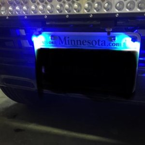 Blue bolt LEDs for front license plate