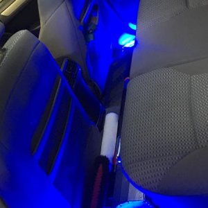 blue lights in rear foot wells