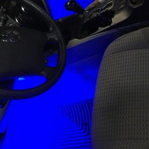 blue LEDs in front foot wells