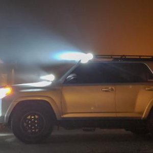 Lumens everywhere! 
Testing all the front lights during a foggy night
Every light is an inexpensive light(s) from Amazon
2019 all lights will be updat
