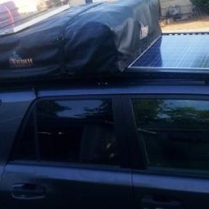 unistrut roof rack with integrated solar, rooftop tent and rear storage rack