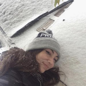 Me giving Bella a hug during her first snow!