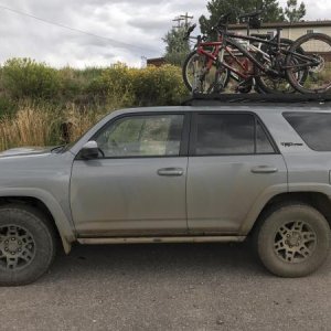 Aftermath from driving Trough Rd in an absolute downpour. Thankful that some locals warned us of the sharp left-hander above the Colorado River.