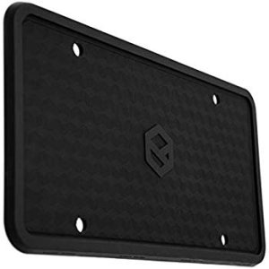 Aujen Silicone License Plate Frame Universal American Auto License Plate Holder, Black License Plate Frame Rust-Proof, Rattle-Proof, Weather-Proof