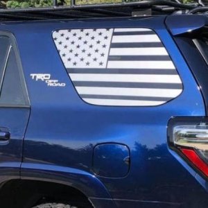Silver american flag decal made for 4runner 5th link below www.overlookgraphics.com