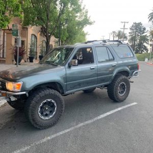 On 35's w/3" lift springs in rear, torsion bar crank and inner fender mods.