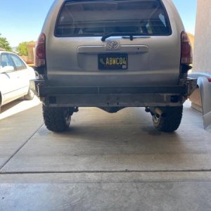 Coastal Offroad rear bumper with custom made swingarms. Another test fit photo.