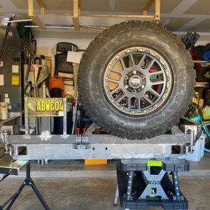Coastal Offroad rear bumper with custom made swingarms. Testing tire fitment.