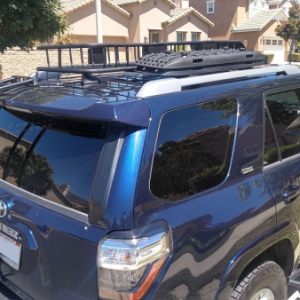 Roof Cargo basket, recovery boards, gobi ladder, rotopax, shovel, nerf bars.
