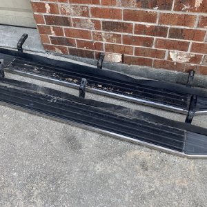 Running boards from a 2014 T4R that were offered free but I paid $40 to outbid the other candidates. 
They are in great shape (what you see is just di