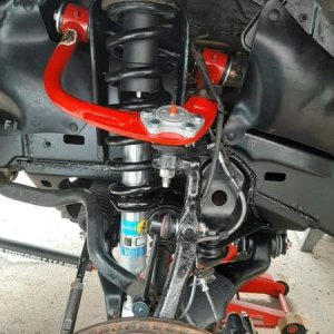 Front struts, JBA ucas, steel brake lines, and FJ springs