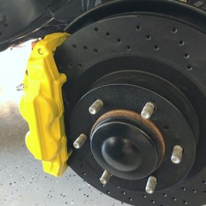 Drilled eCoated Front and Rear, Red calipers seemed to be over done..so why not Ferrari Yellow?