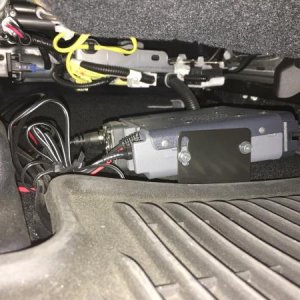 Ham radio main unit under driver seat