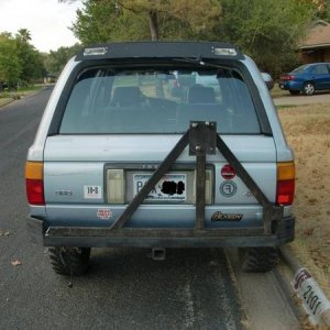 'Custom' bumper and tire carrier, both need reinforcement, may just lose the carrier and completely redo it.