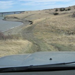 Wheeling along the Missouri river. River is so high now some former trails are under water.