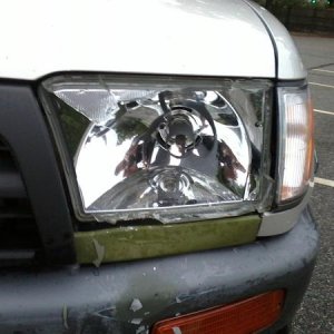 Headlight glass gone